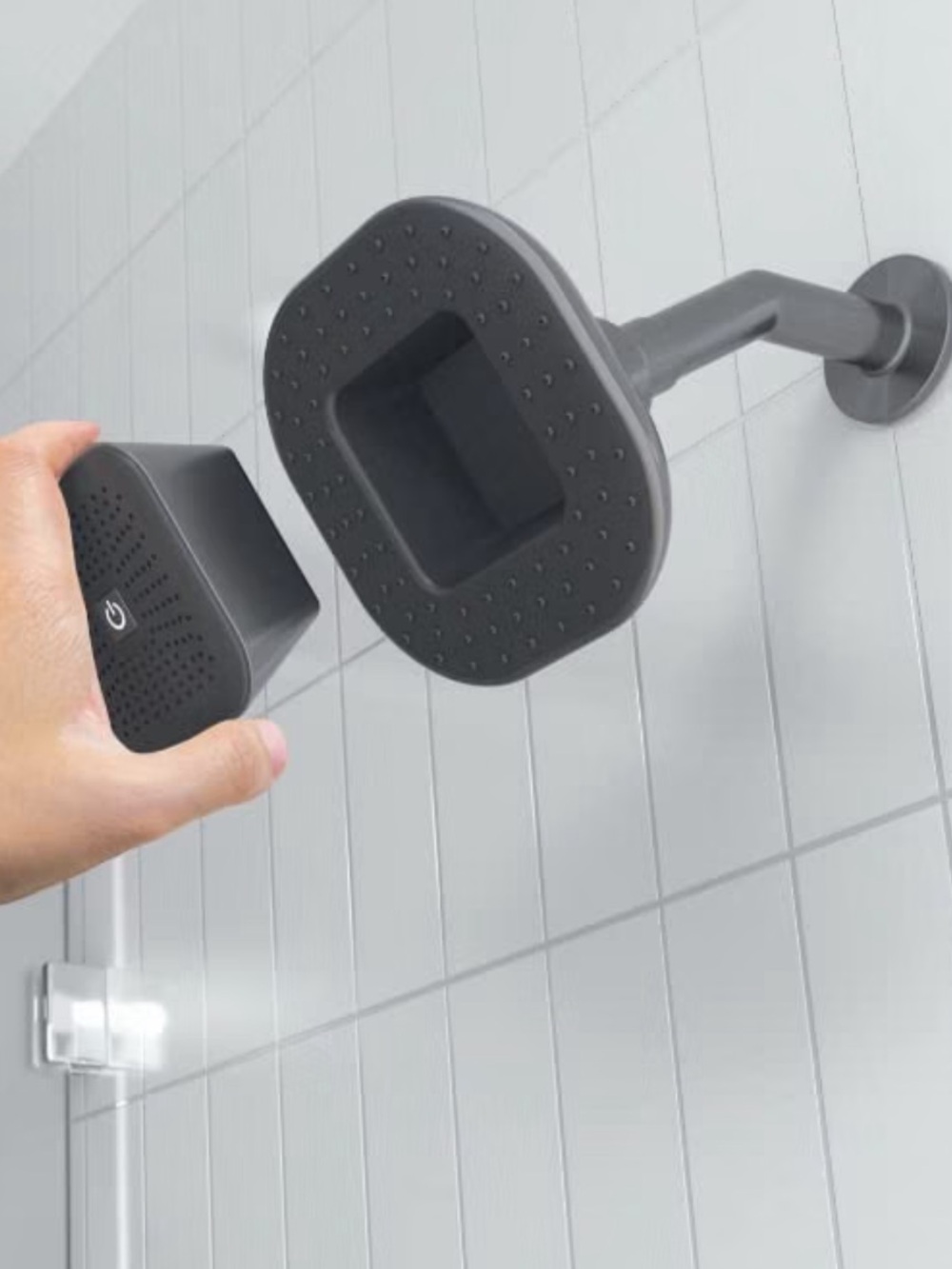 New Atomi Smart Rain Shower Head w/ Detachable Magnetic Bluetooth Speaker, Black